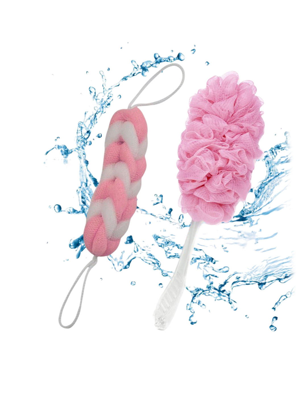 Sizi Set Of 2 Soft Back Scrubber Loofah With Handle