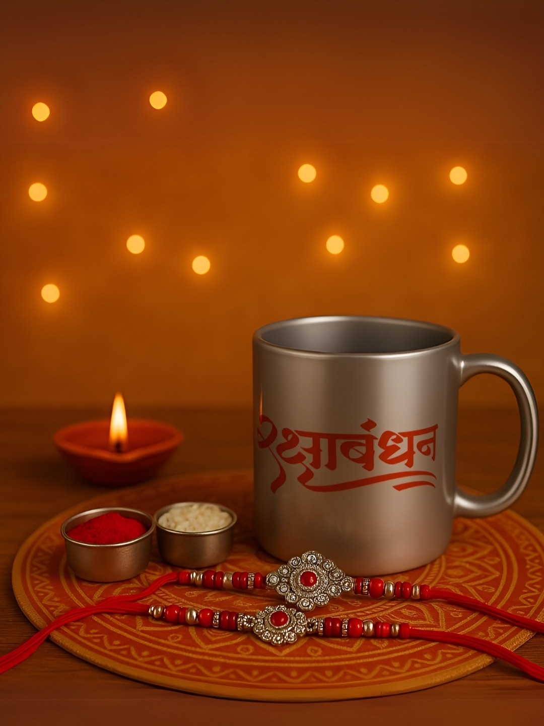 INTERNATIONAL GIFT Gold Design Silver Typography Ceramic Handmade 5 Piece Mugs-320ml