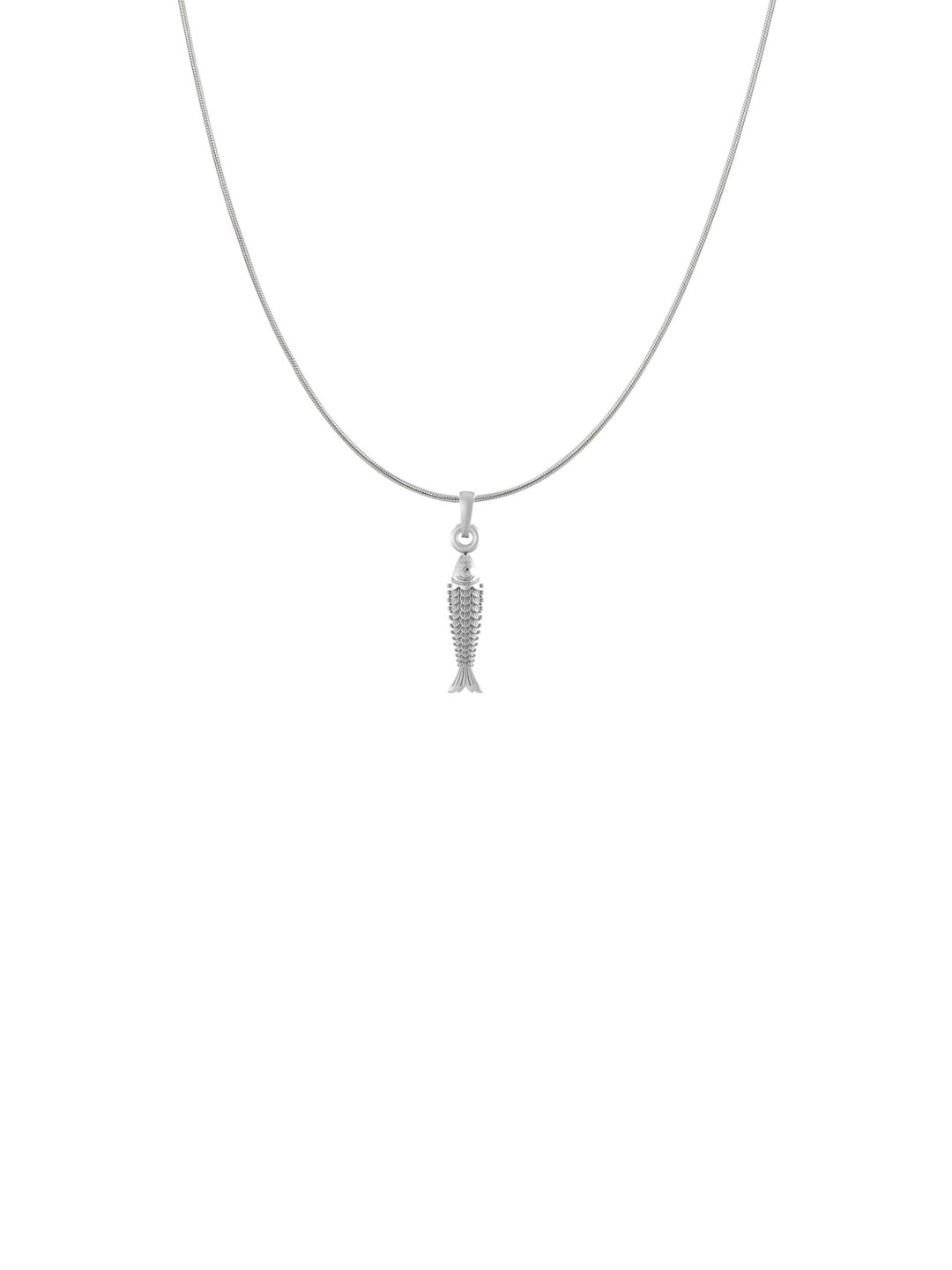 AKSHAT SAPPHIRE 92.5 Sterling Silver Contemporary Fish Pendant with Snake Chain