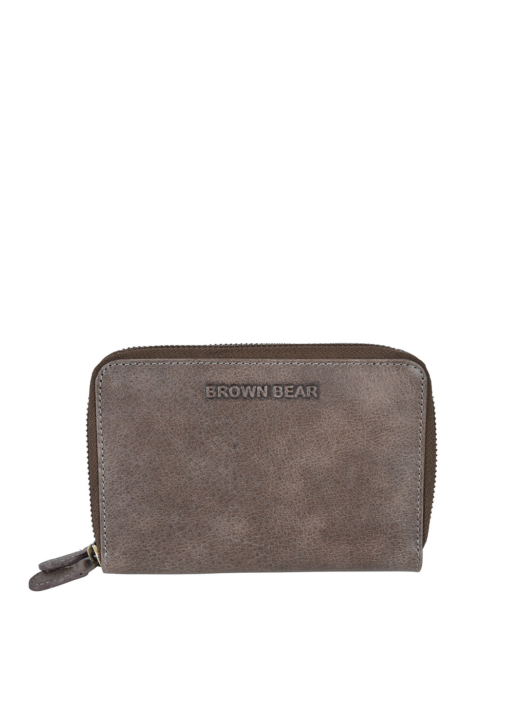 BROWN BEAR Women Casual Grey Genuine Leather RFID Wallet Mini