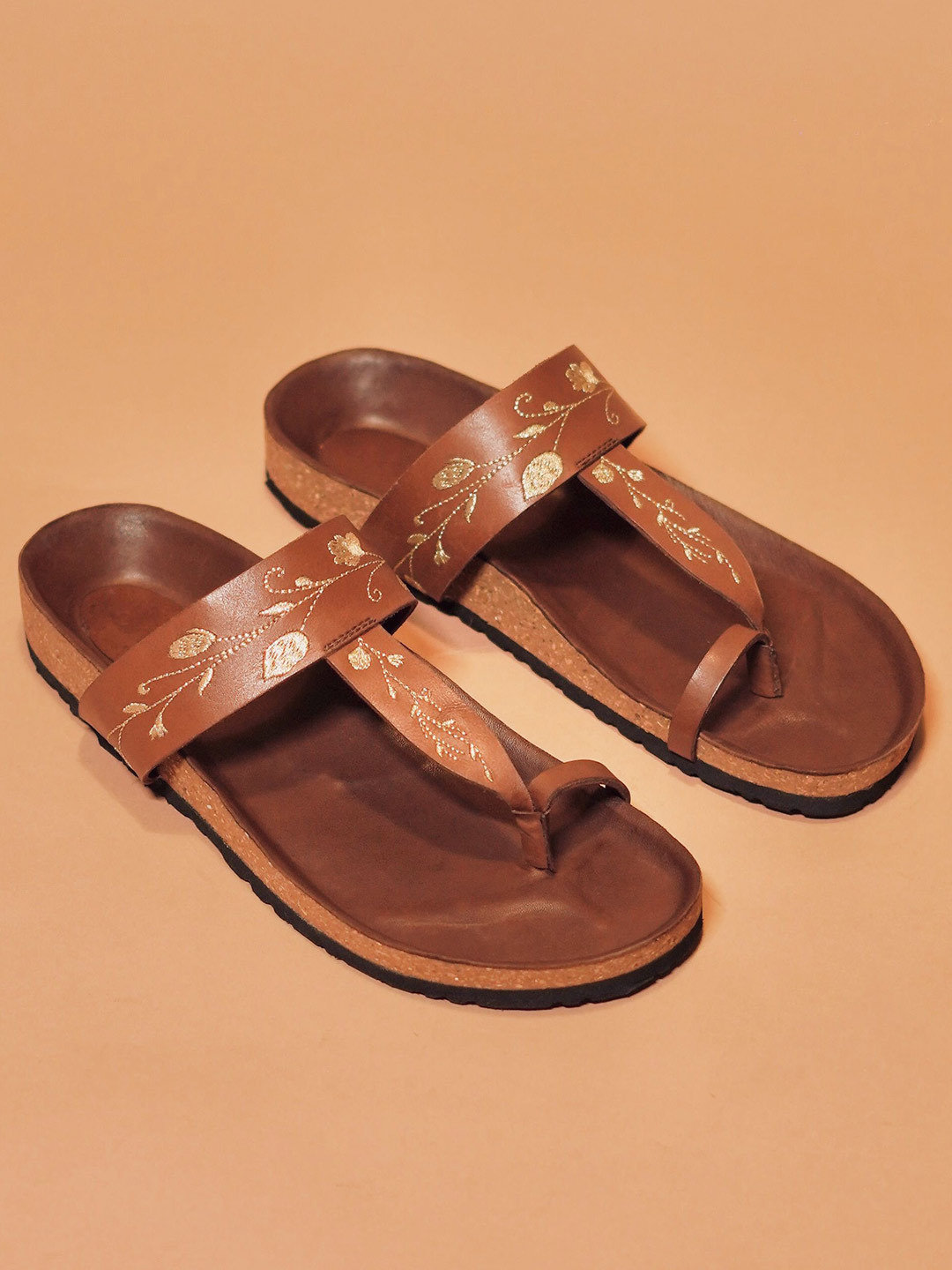 dmodot Bruno Corko Ricamo Men Ethnic Leather Comfort Sandals