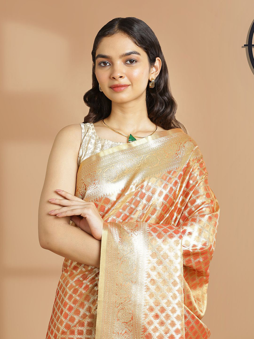 Kalyan Silks Geometric Woven Design Tissue Saree