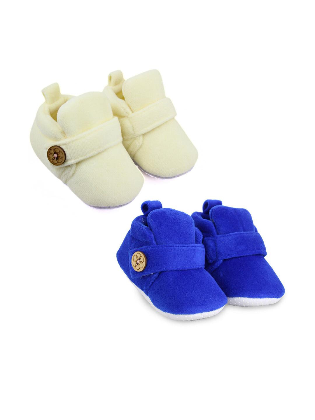 NESKA MODA Set Of 2 Pair Infants 6 To 12 Months Velvet Velcro Booties