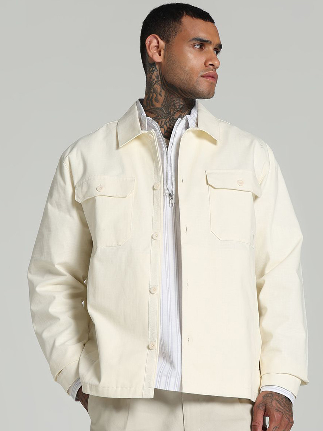 Puma MMQ Ripstop Relaxed Fit Cotton Overshirt Tailored Jacket