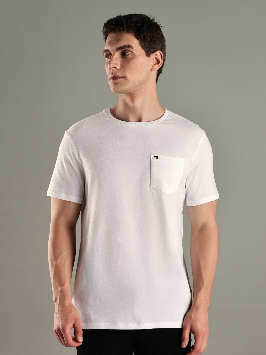 Tommy Hilfiger U S Round Neck Pocket Detail Pure Cotton T-Shirt