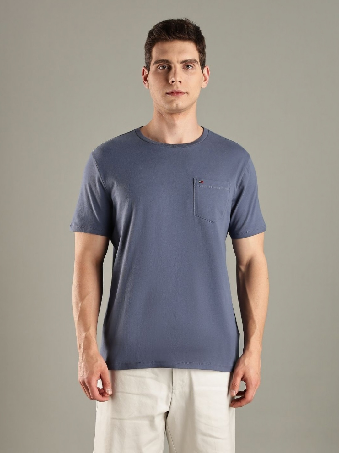 Tommy Hilfiger U S Round Neck Pocket Detail Cotton T-Shirt