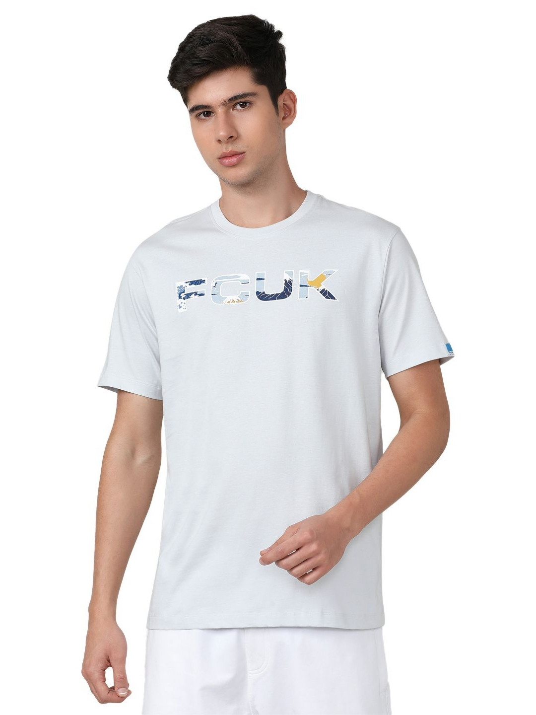 FCUK Graphic Printed Round Neck Short Sleeves Cotton Regular Fit T-shirt