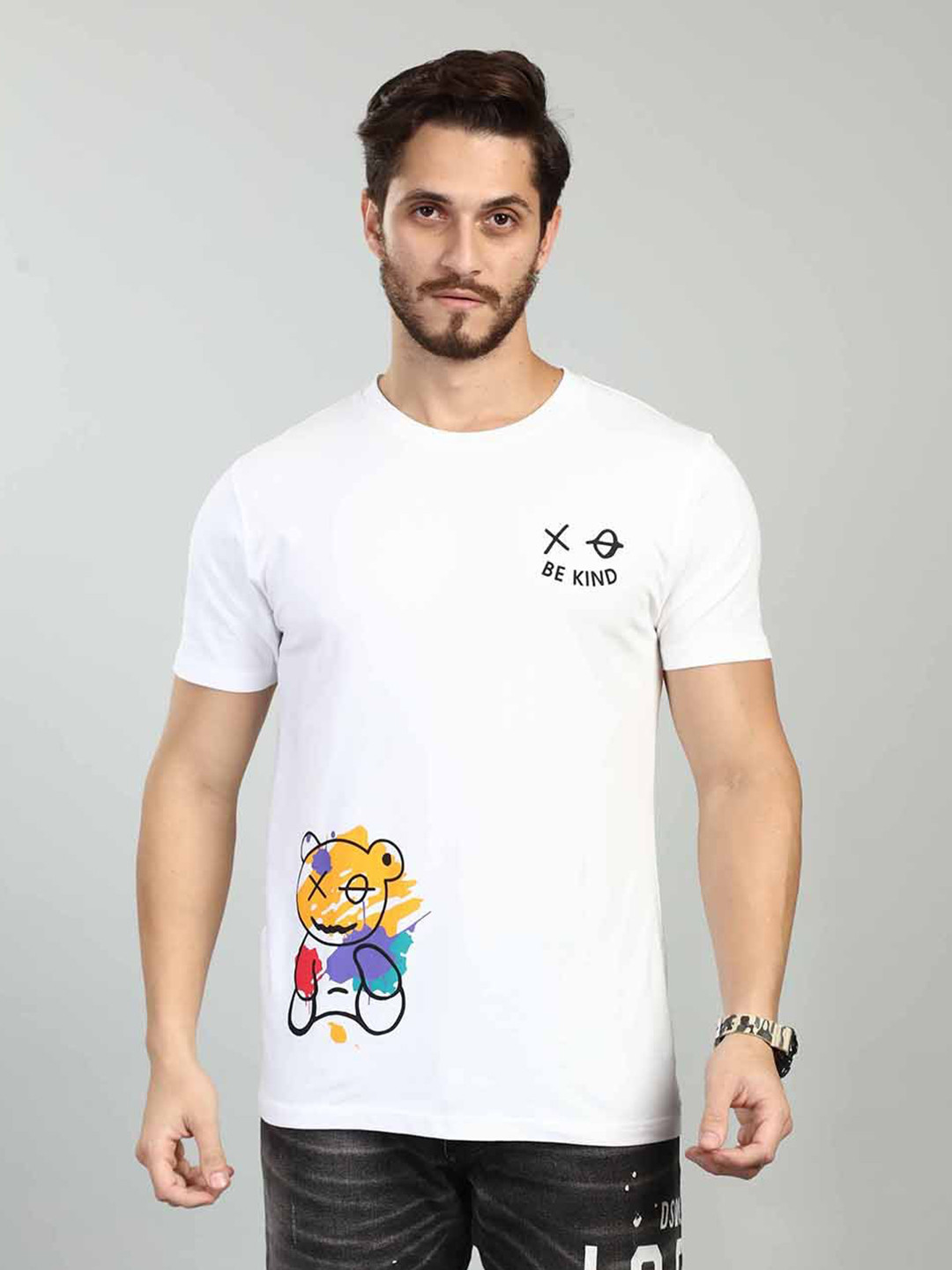 BE POSITIVE Graphic Printed Round Neck Regular Fit Cotton T-shirt