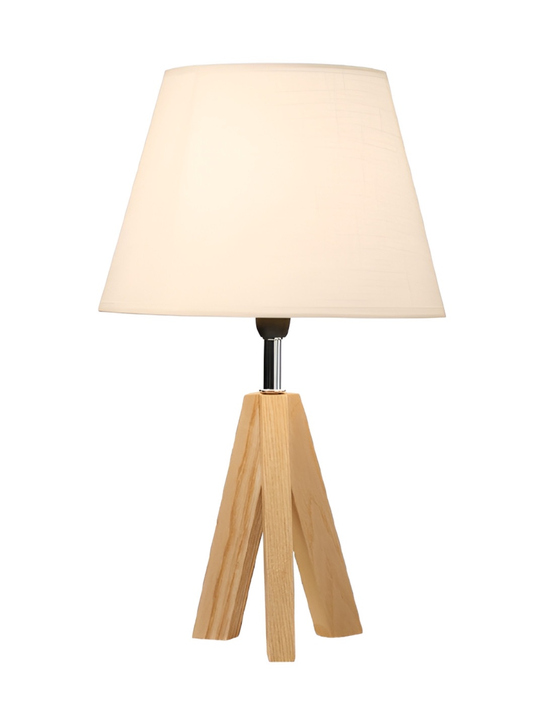 WAABI - SAABI Beige Textured Wooden Frustum Shaped Table Lamp With Bulb