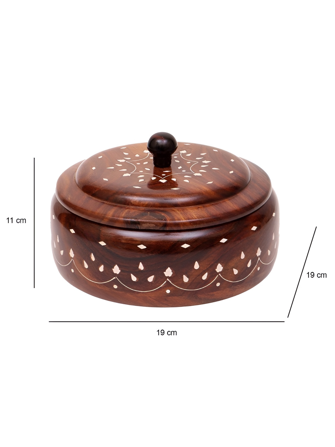 EXIM DECOR Brown Multi-Utility Round Dry Fruits & Kitchen Essential Wooden Storage Box