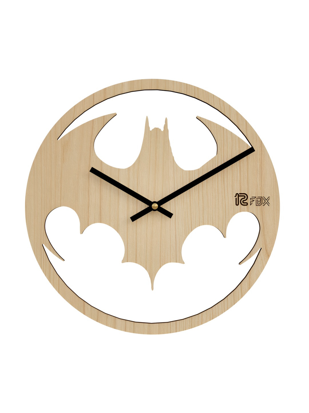 12 fox Beige & Black Batman Textured Contemporary Round Shaped Wall Clock