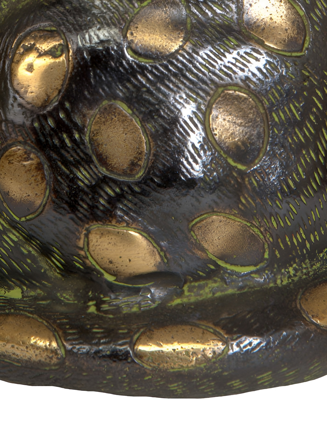 Exotic India Cat Green Brass Metallic Home Office Hand Made Medium Showpiece - 8 Inches