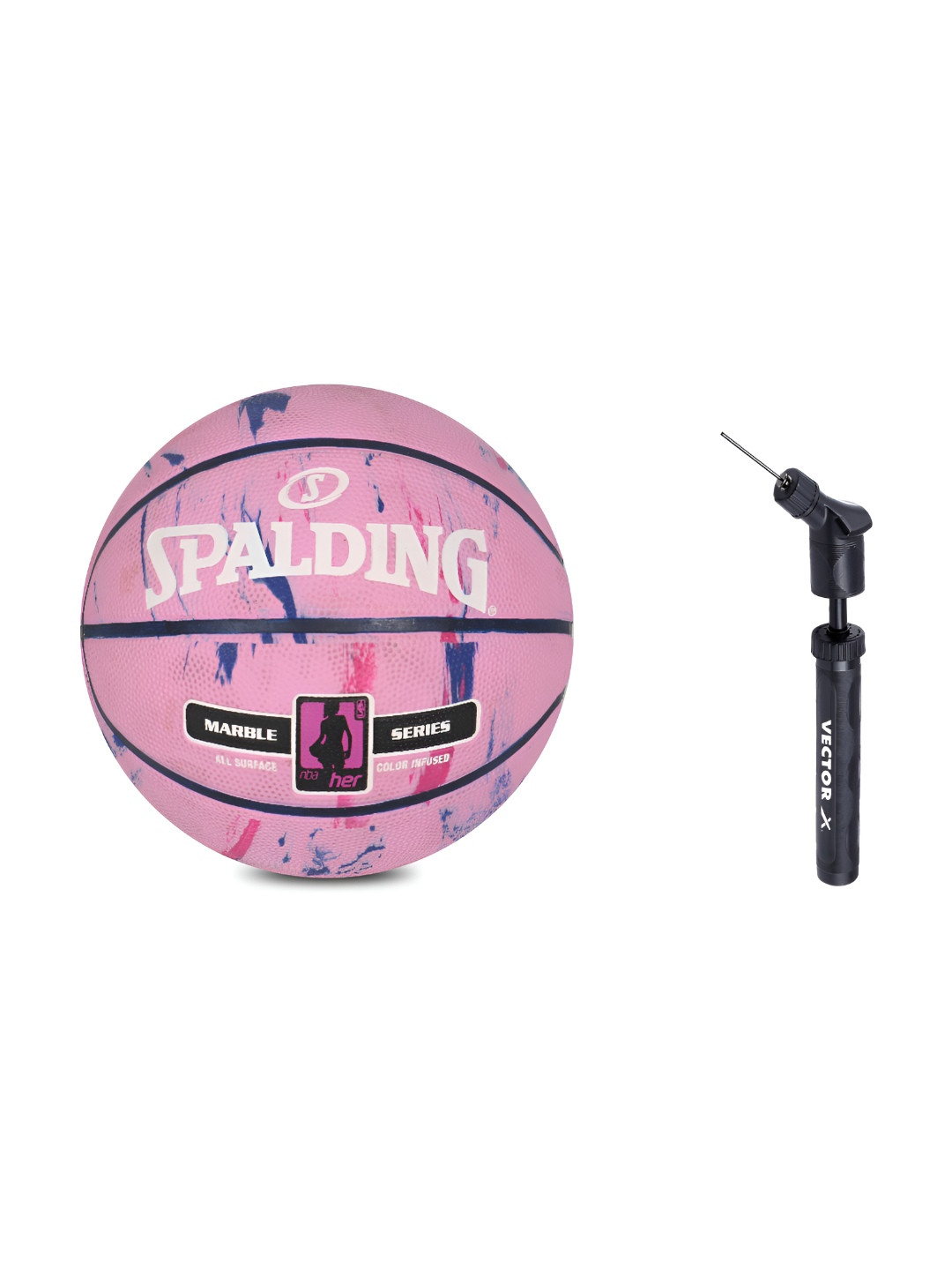 Spalding Marble Pebbled Basketball With Air Pump