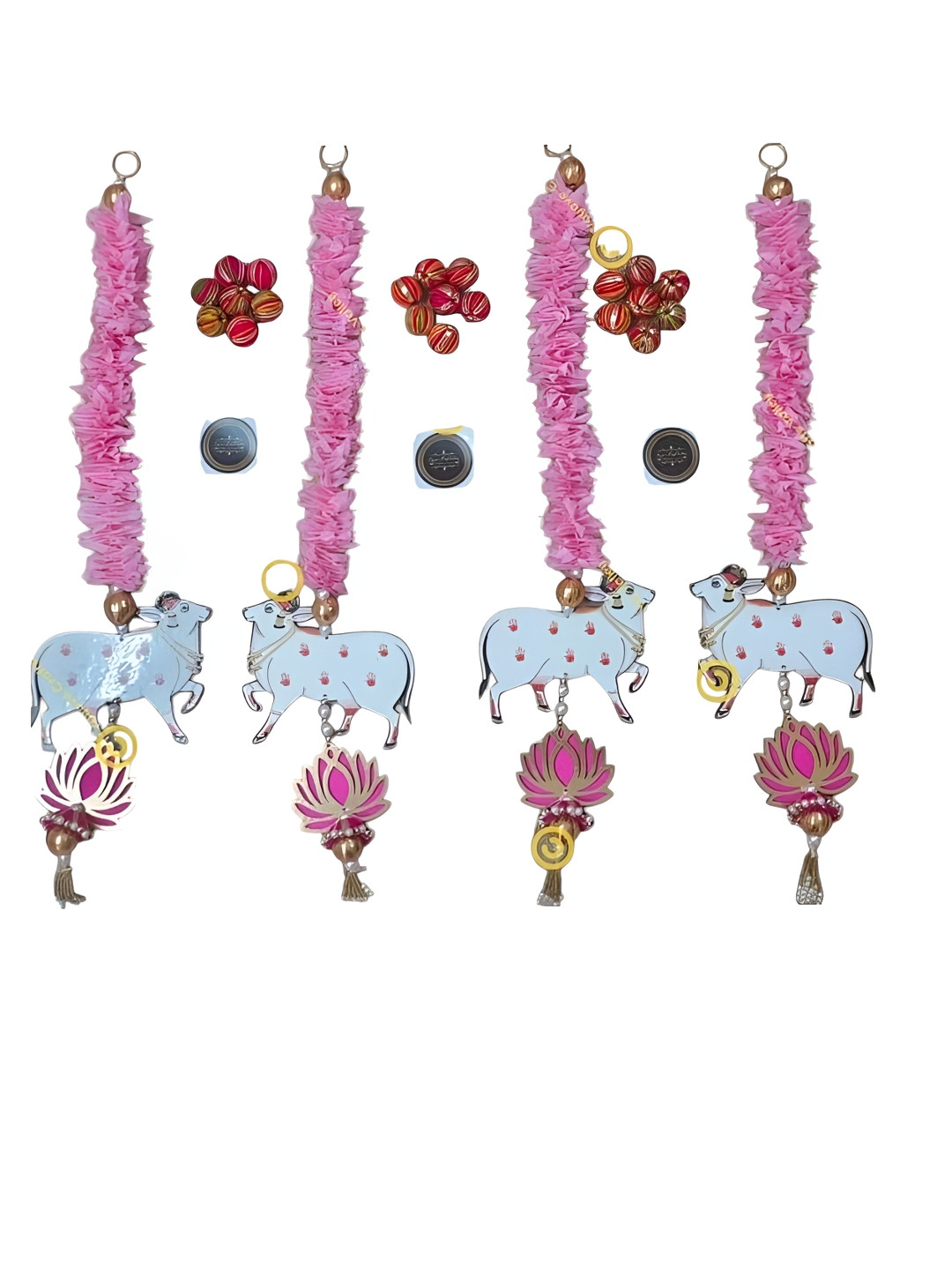 Nutts Set Of 2 Pink & Yellow Patterned Lotus Wall Hanging