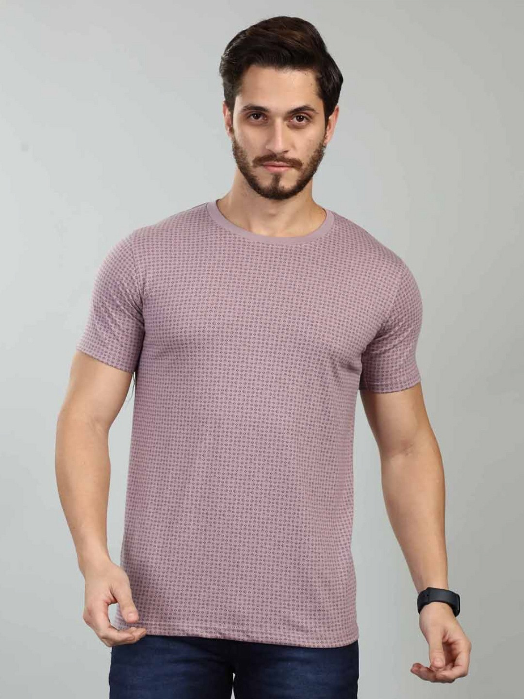 BE POSITIVE Self Design Round Neck Slim Fit Cotton T-shirt