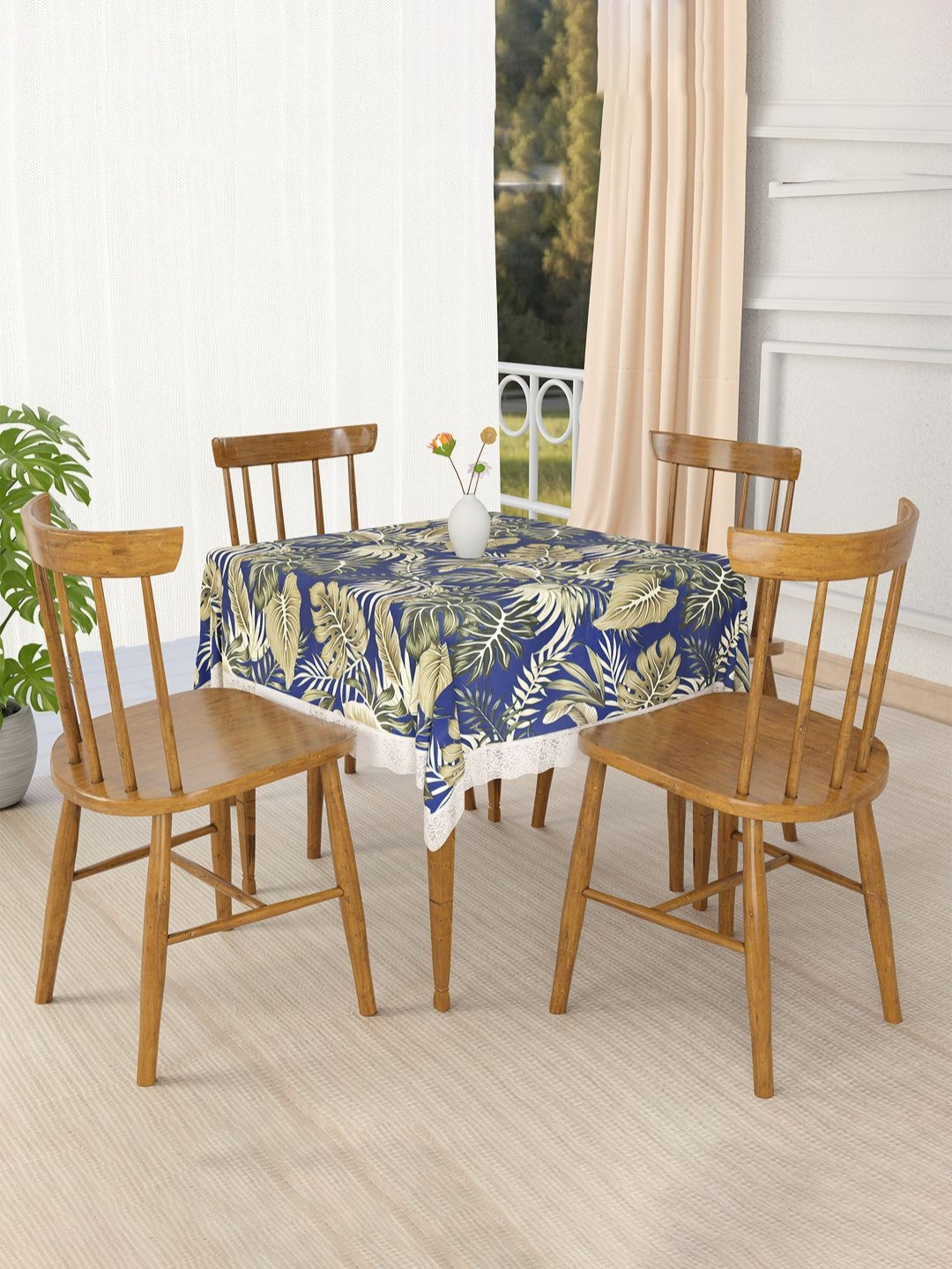 Aura Blue Printed PVC 4 Seater Waterproof & Dustproof Table Cover