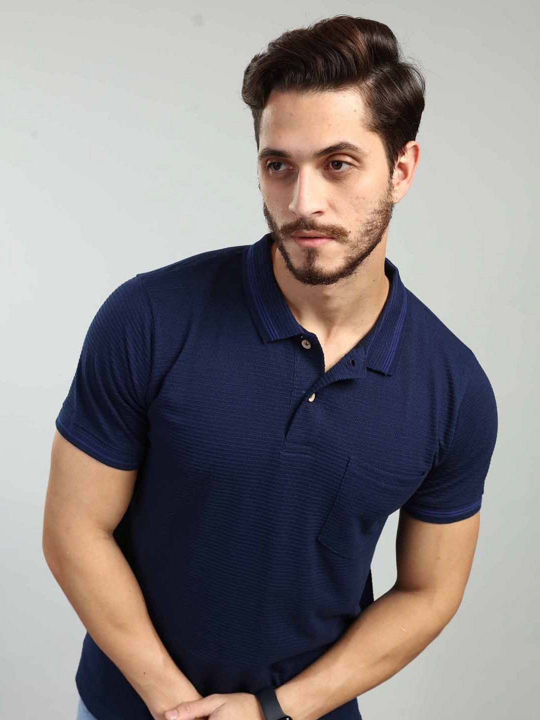 BE POSITIVES Self Design Polo Collar Cotton T-shirt