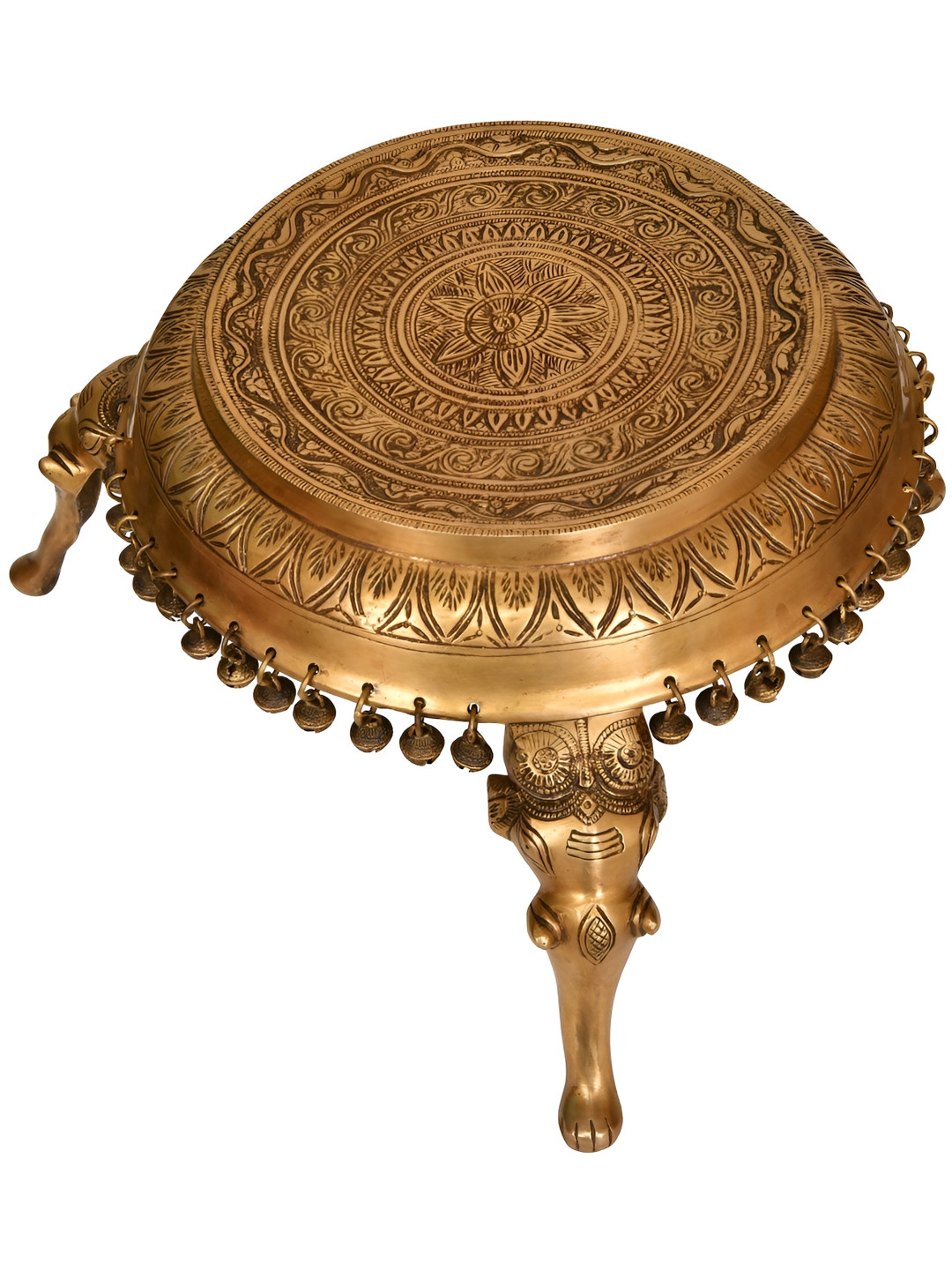 Exotic India Chowki With Ghungroos & Elephant Legs Pooja Essentials