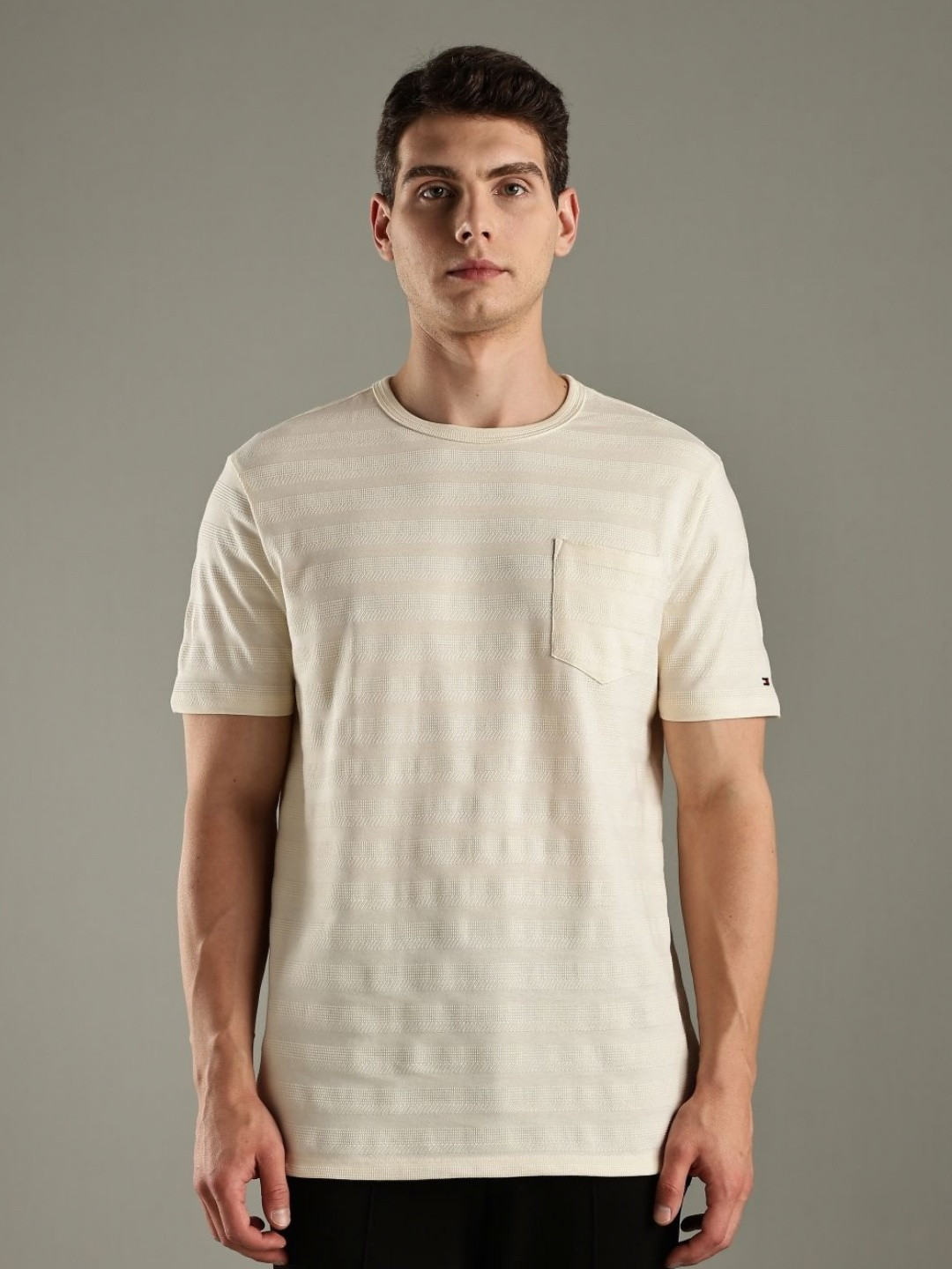 Tommy Hilfiger U S Self-Design Round Neck Pocket Detail Pure Cotton T-Shirt