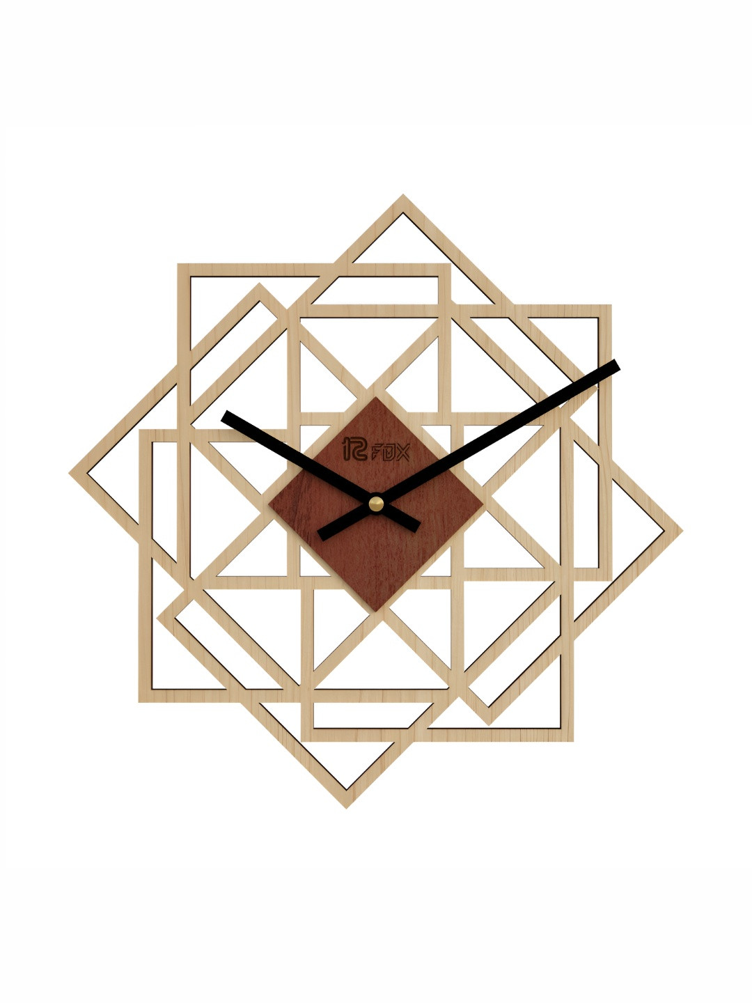 12 fox Yellow Textured Wooden Analogue Wall Clock