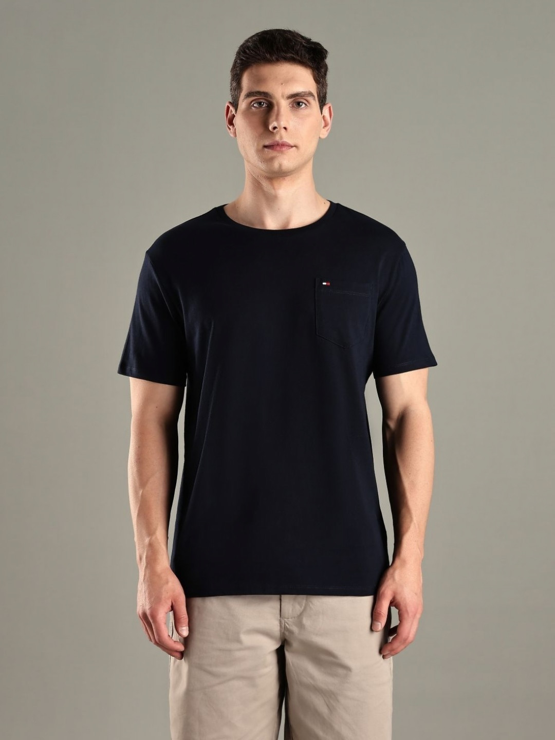 Tommy Hilfiger U S Round Neck Pocket Detail Pure Cotton T-Shirt