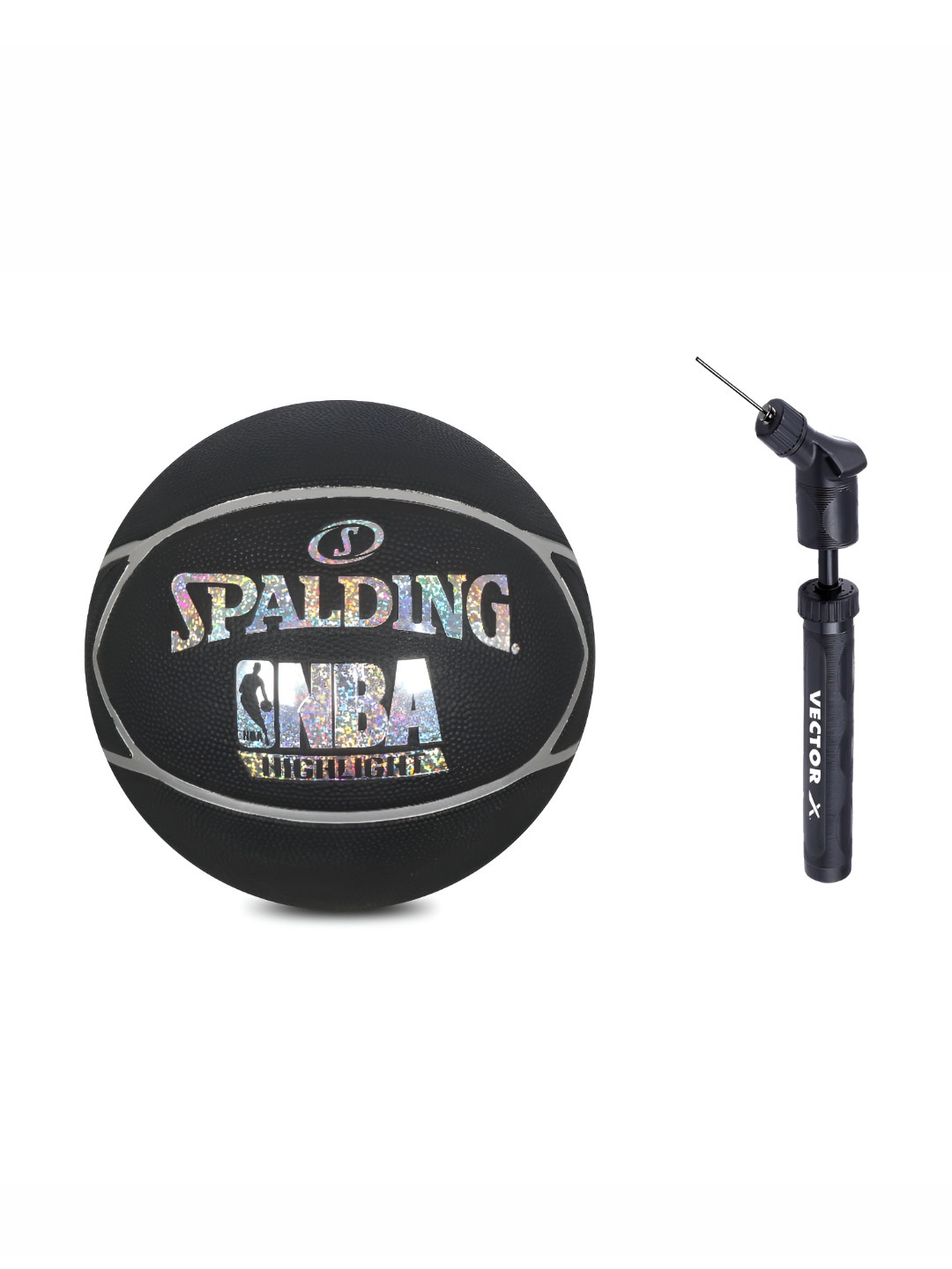 Spalding Highlight Pebbled Basketball With Air Pump
