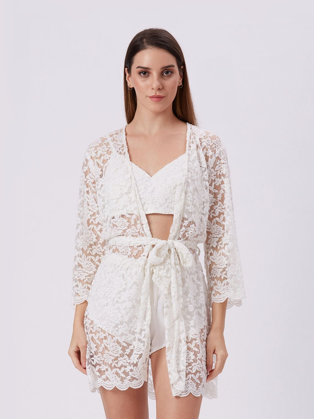 AMMARZO Self-Design Nightwear Robe