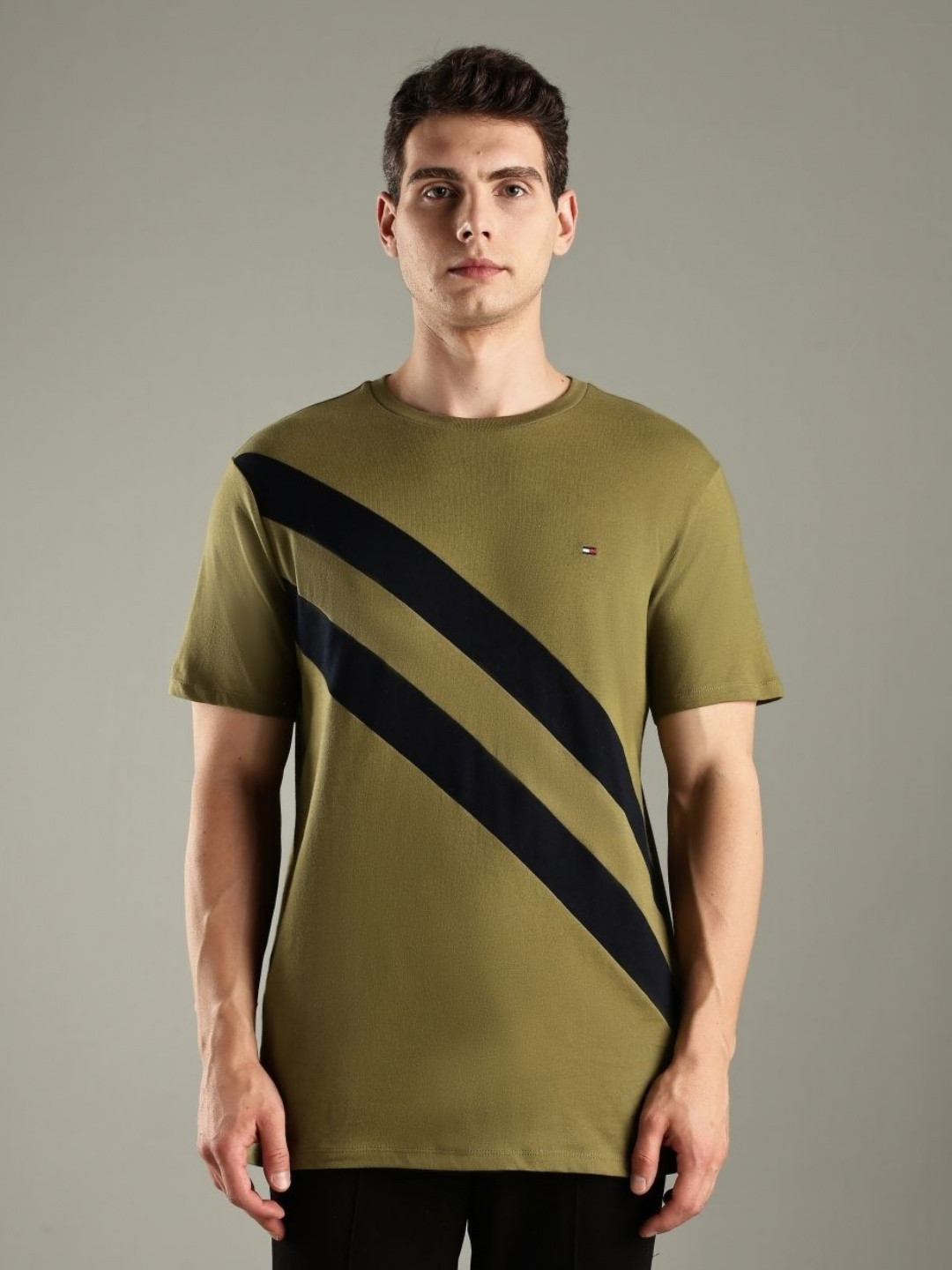 Tommy Hilfiger U S Striped Round Neck Pure Cotton T-Shirt