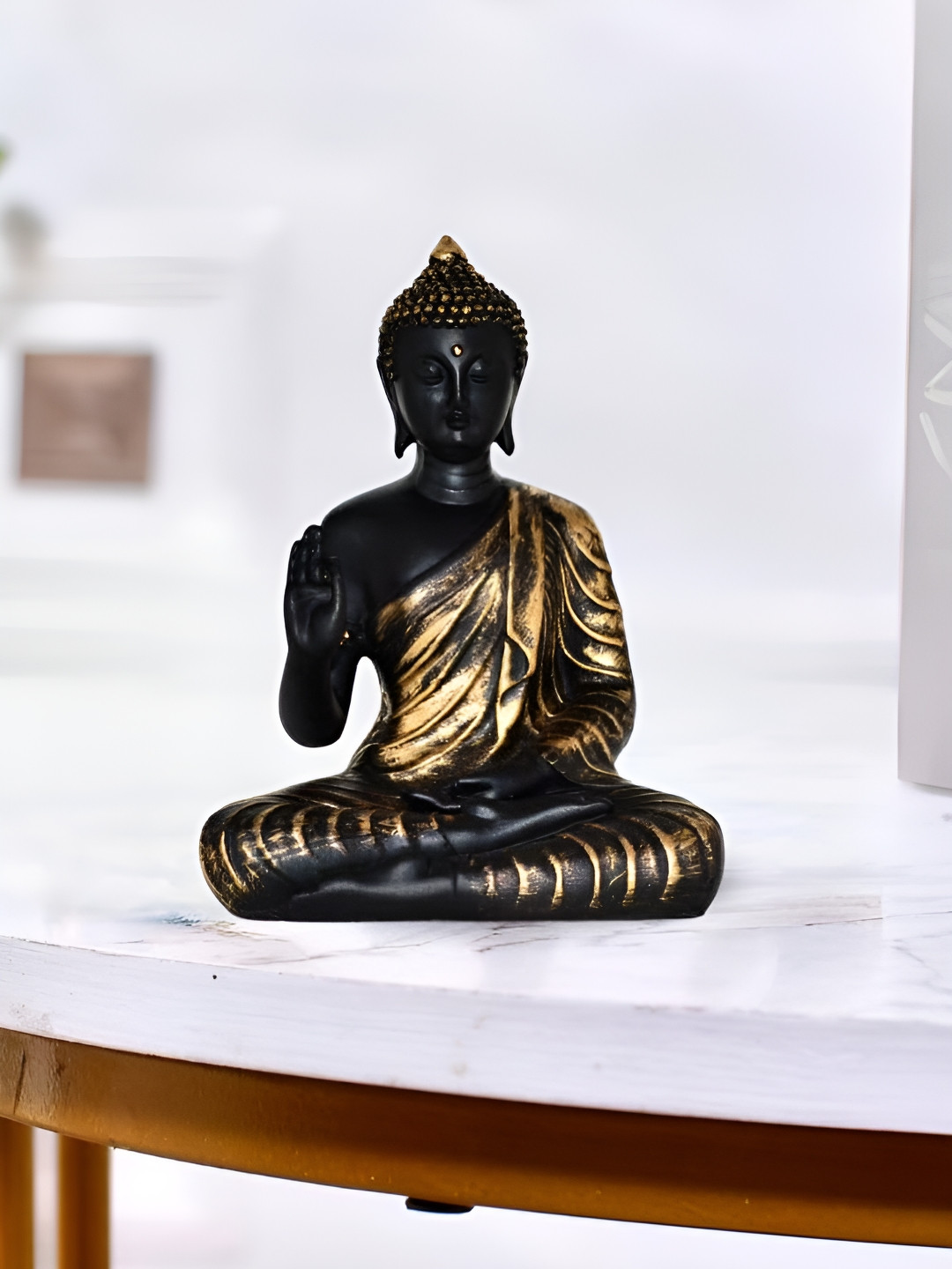 CraftVatika Black Polyresin Natural Living Room Small Showpiece - 5.9 Inches