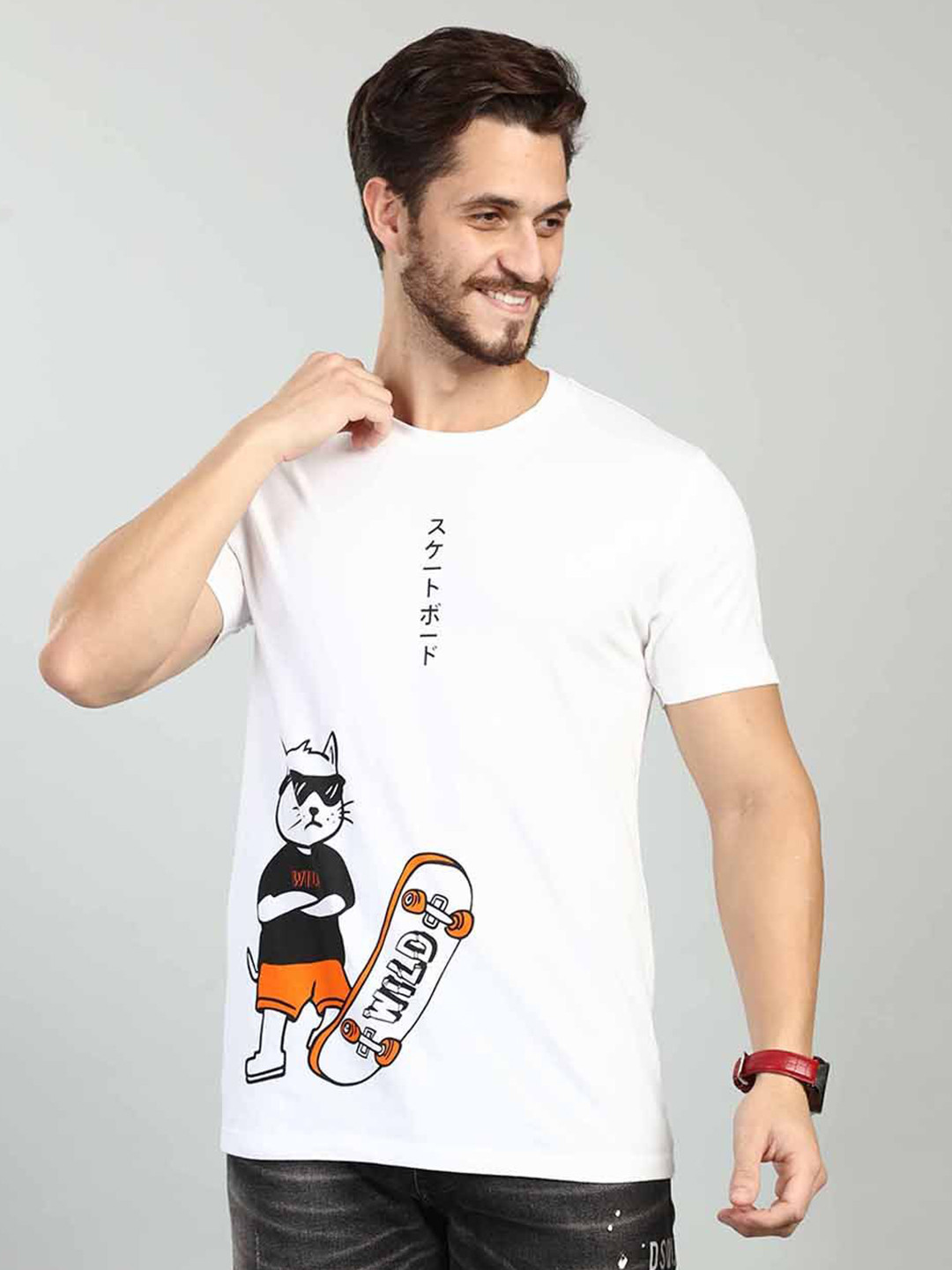 BE POSITIVE Graphic Printed Rround Neck Slim Fit Cotton T-shirt