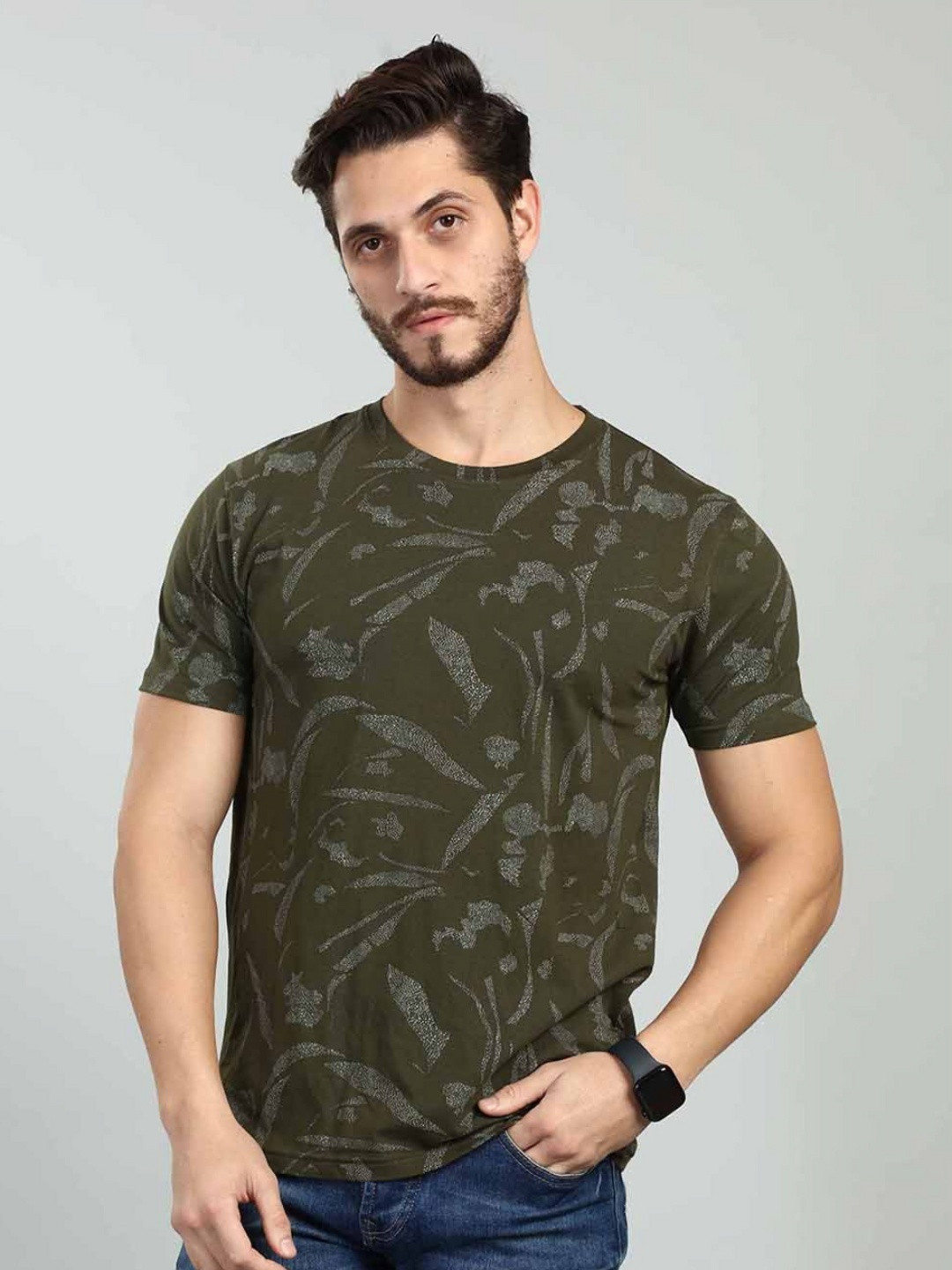 BE POSITIVE Abstract Printed Round Neck Regular Fit T-shirt