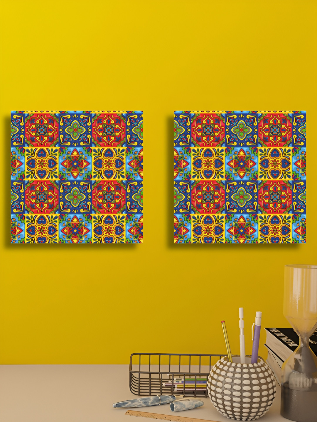 RANDOM 2 Pieces Yellow & Red Canvas Wall Art