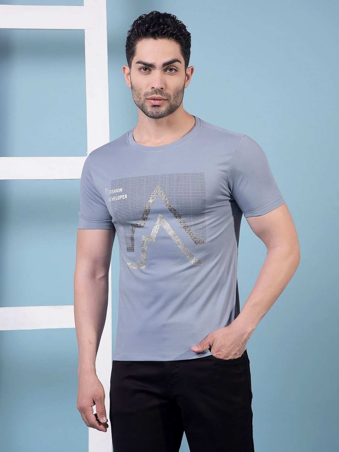 Dollar Graphic Printed Round Neck Cotton Regular Fit T-shirt