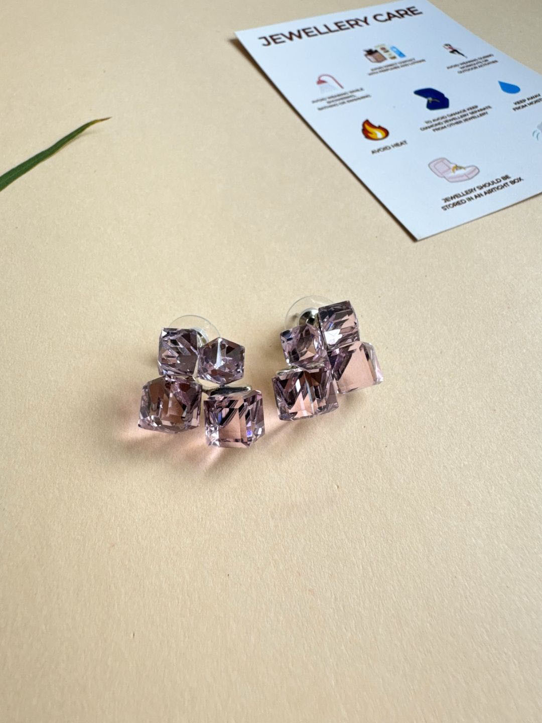 The Jewellery Tale Stainless Steel Silver-Plated Crystals Studded Square Shaped Studs