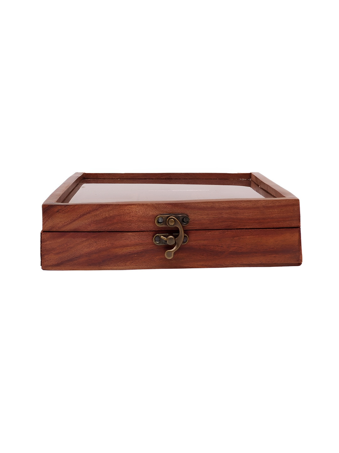 EXIM DECOR Brown Multi-Compartment Square Wooden Spice Storage Box