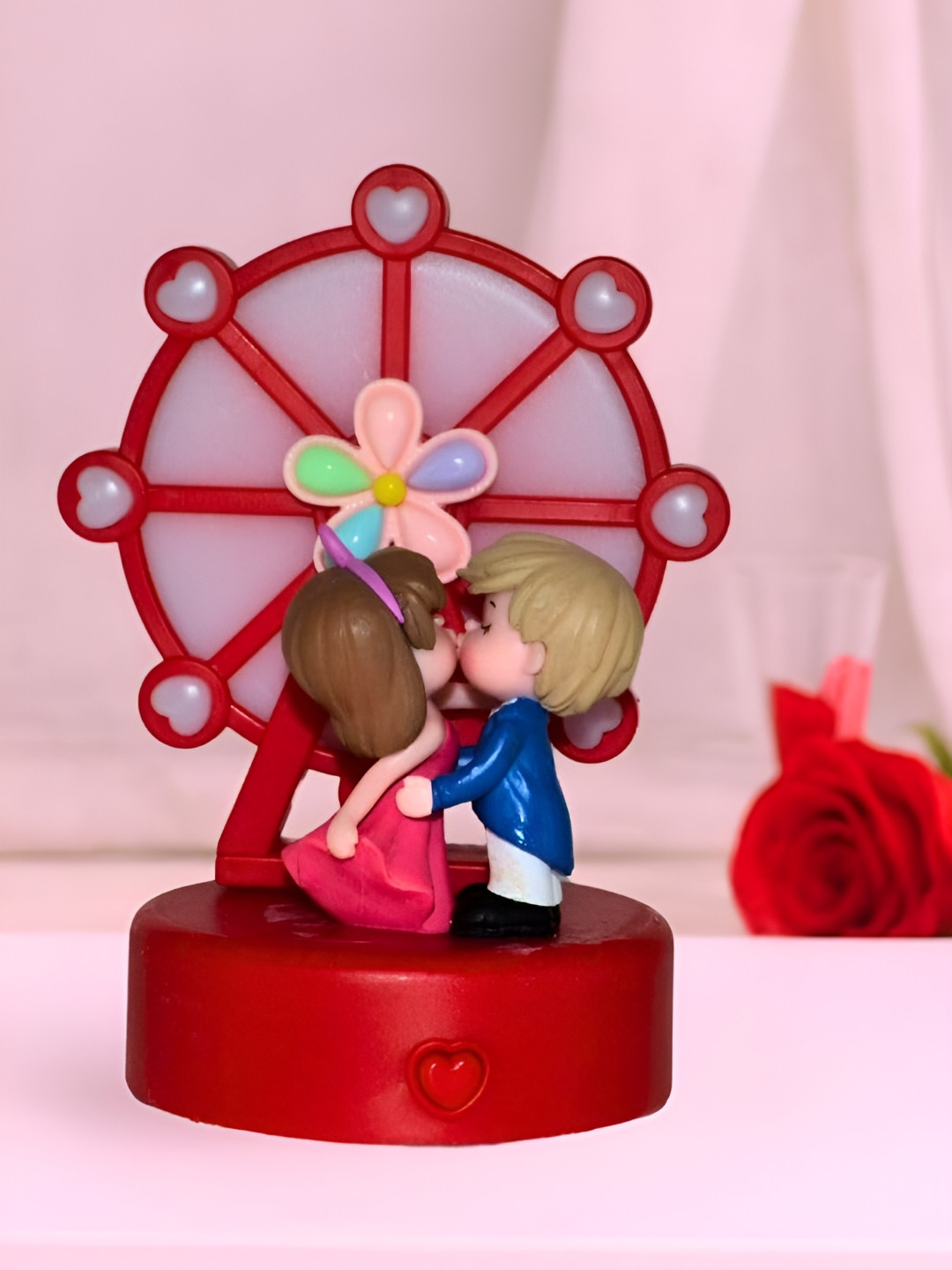 CraftVatika Red Plastic Glossy Prayer Room Small Showpiece - 5.5 Inches