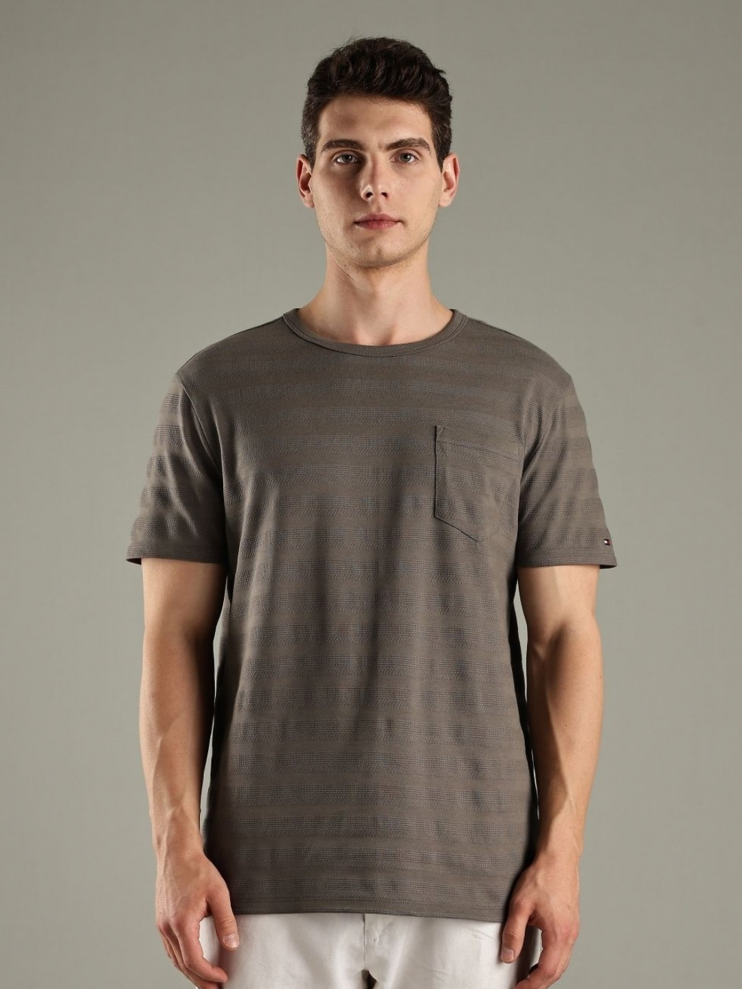 Tommy Hilfiger U S Self-Design Round Neck Pocket Detail Pure Cotton T-Shirt