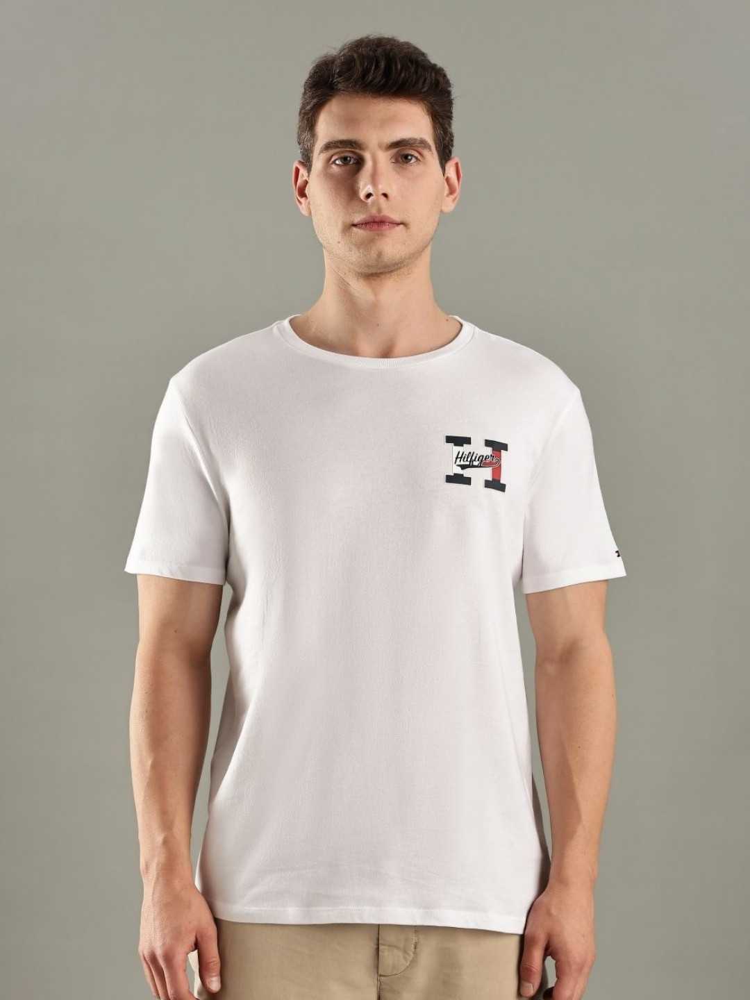 Tommy Hilfiger U S Brand Logo Printed Round Neck Pure Cotton T-Shirt
