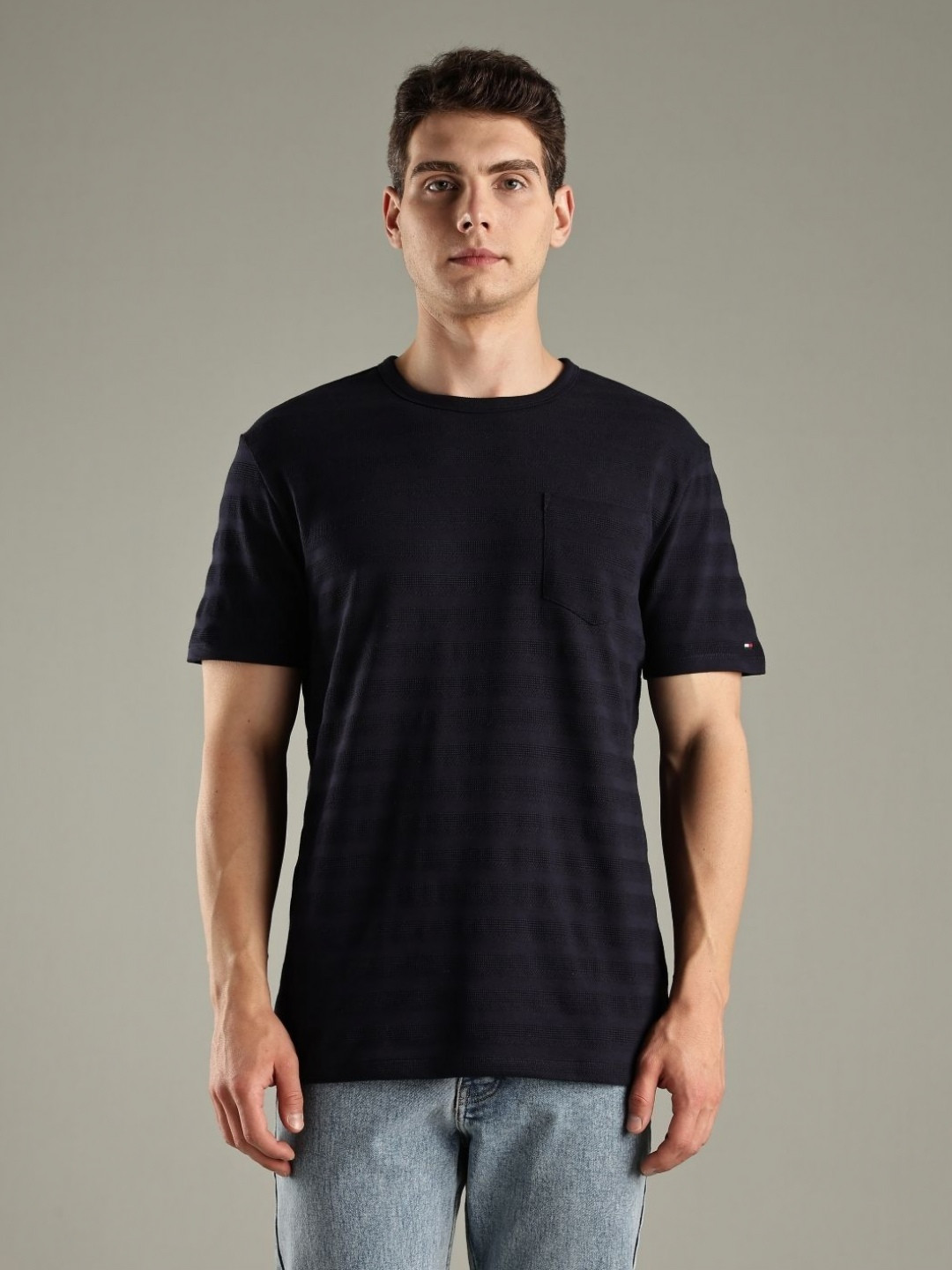 Tommy Hilfiger U S Self-Design Round Neck Pocket Detail Pure Cotton T-Shirt
