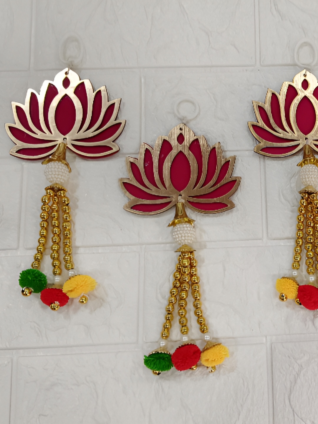 Nutts MDF Lotus Set Of 6 Pink Lotus Wall Hanging
