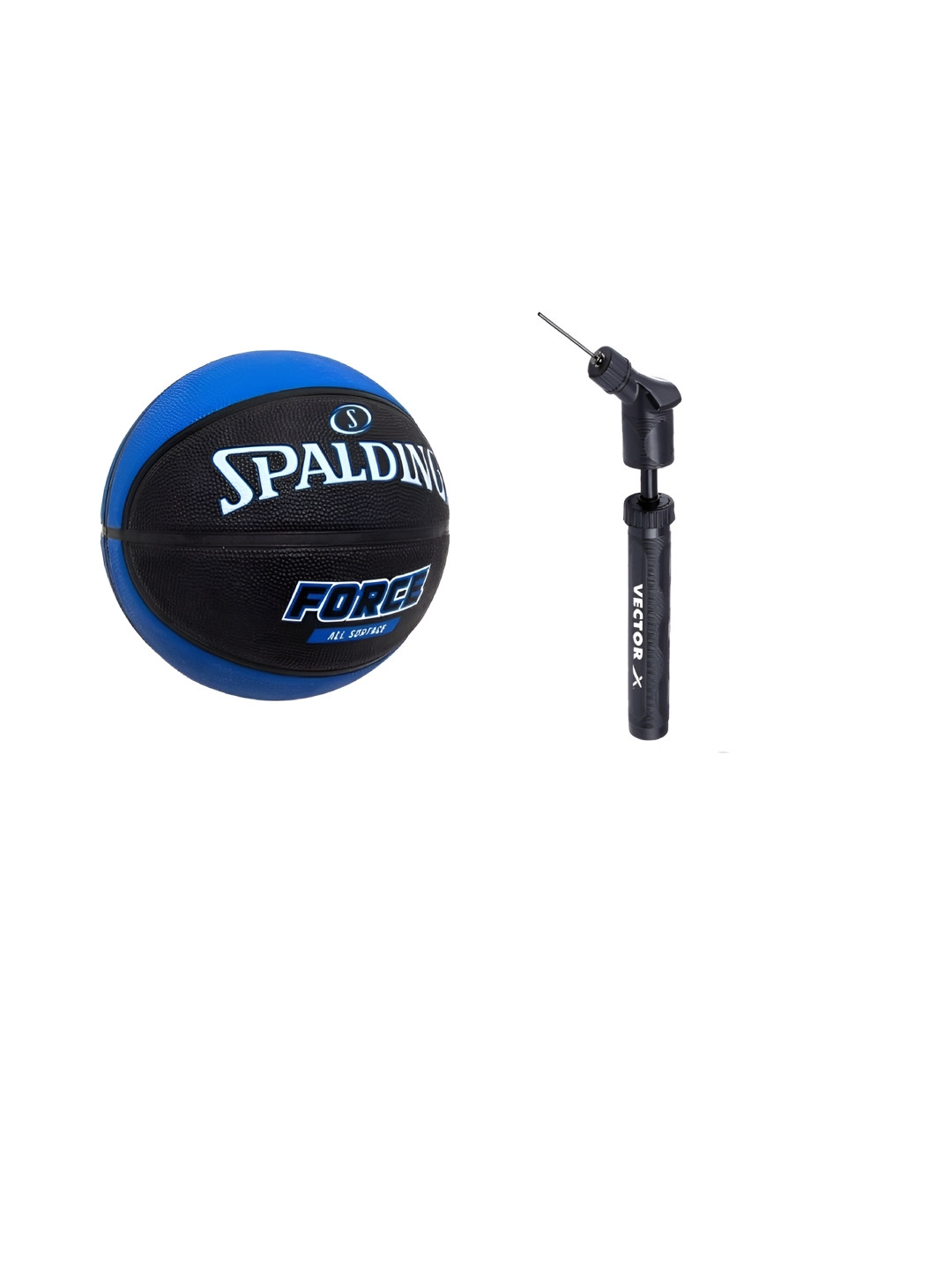 Spalding Force Pebbled Basketball With Air Pump
