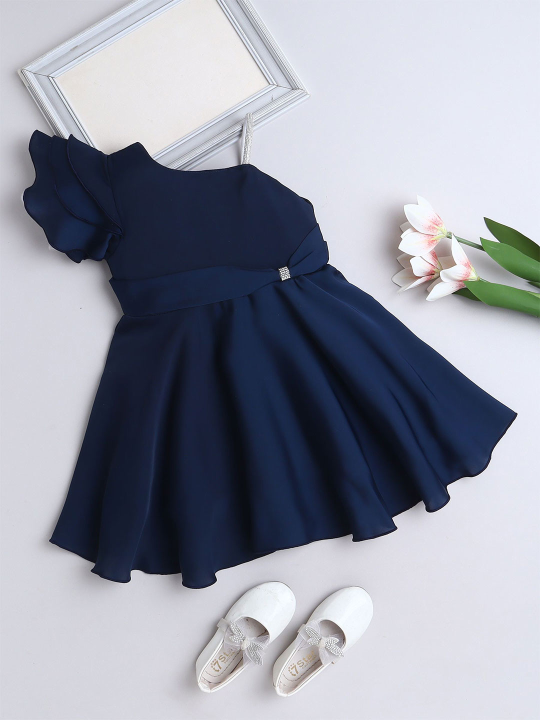 The Magic Wand Girls Solid Fit & Flare Knee Length Dress