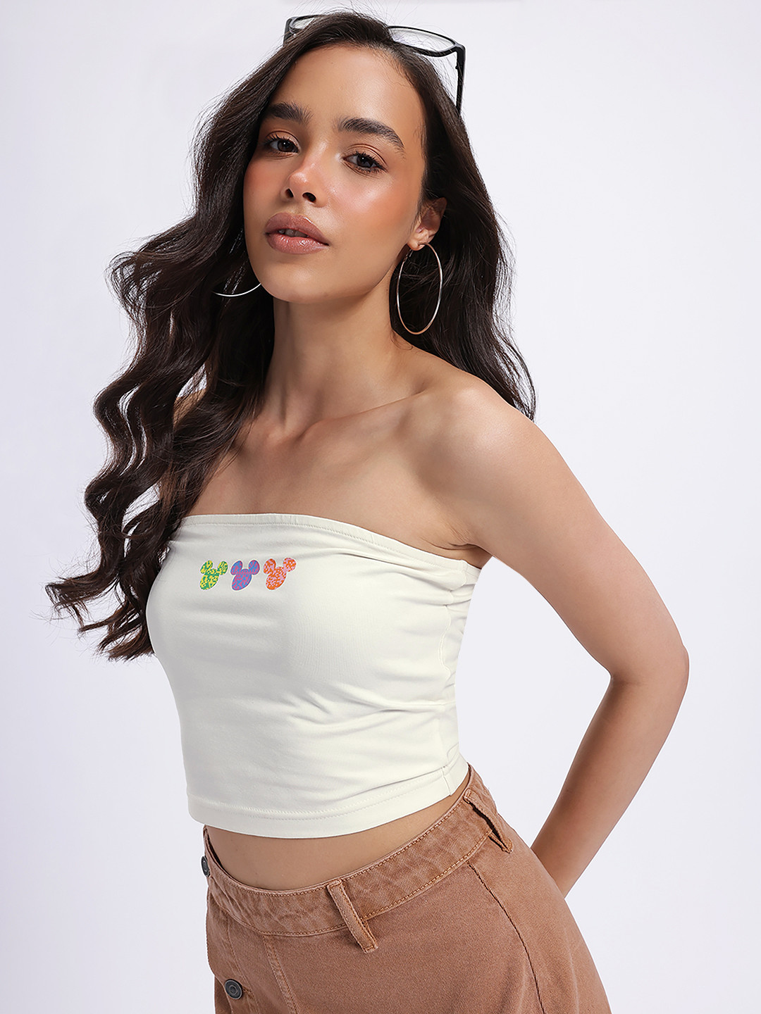 Disney by Glitchez Mickey Detail Fitted Bandeau Top