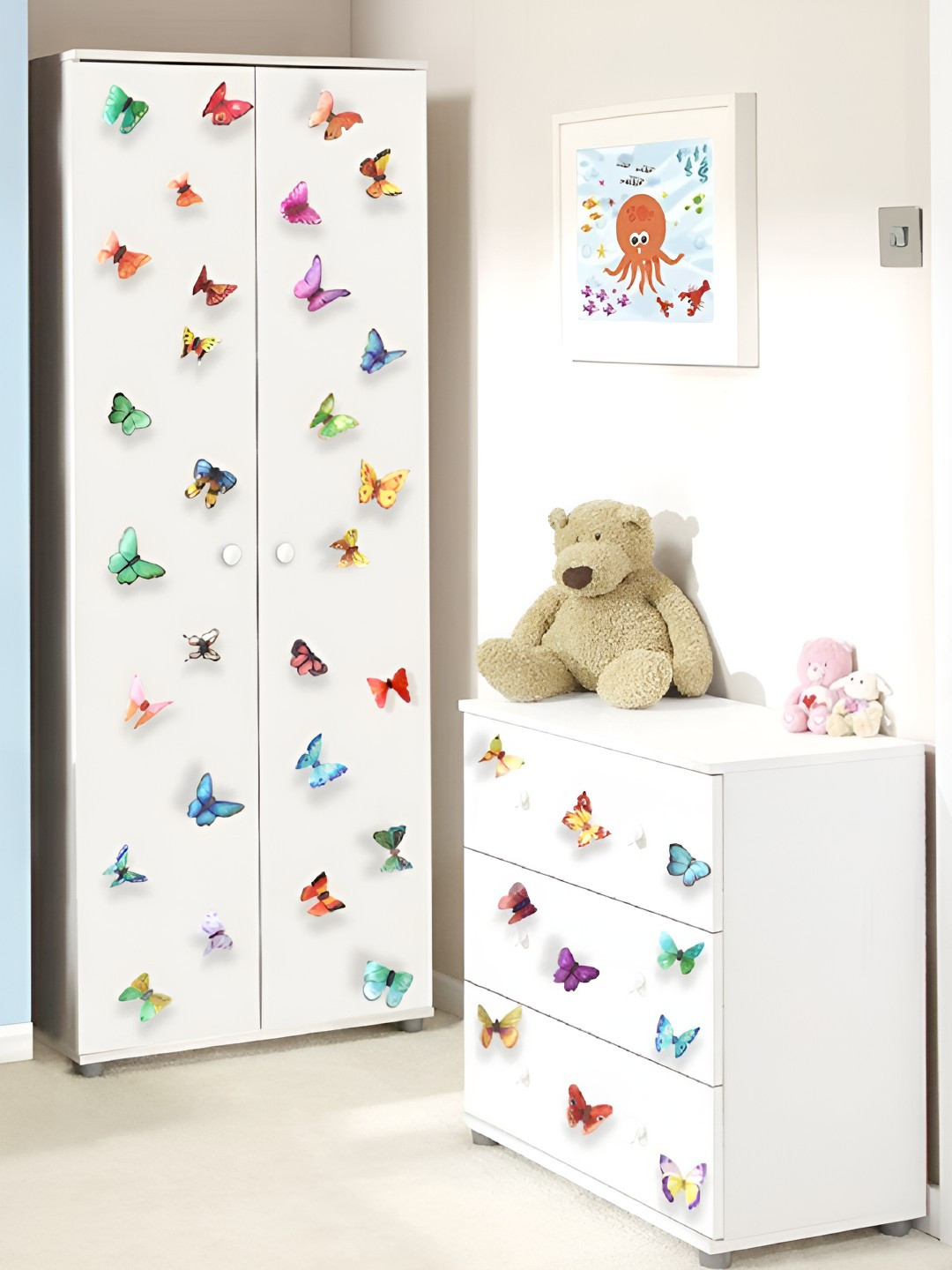 INDIAN ROYALS Set Of 21 Printed 3D Butterfly Wall Sticker Sheet