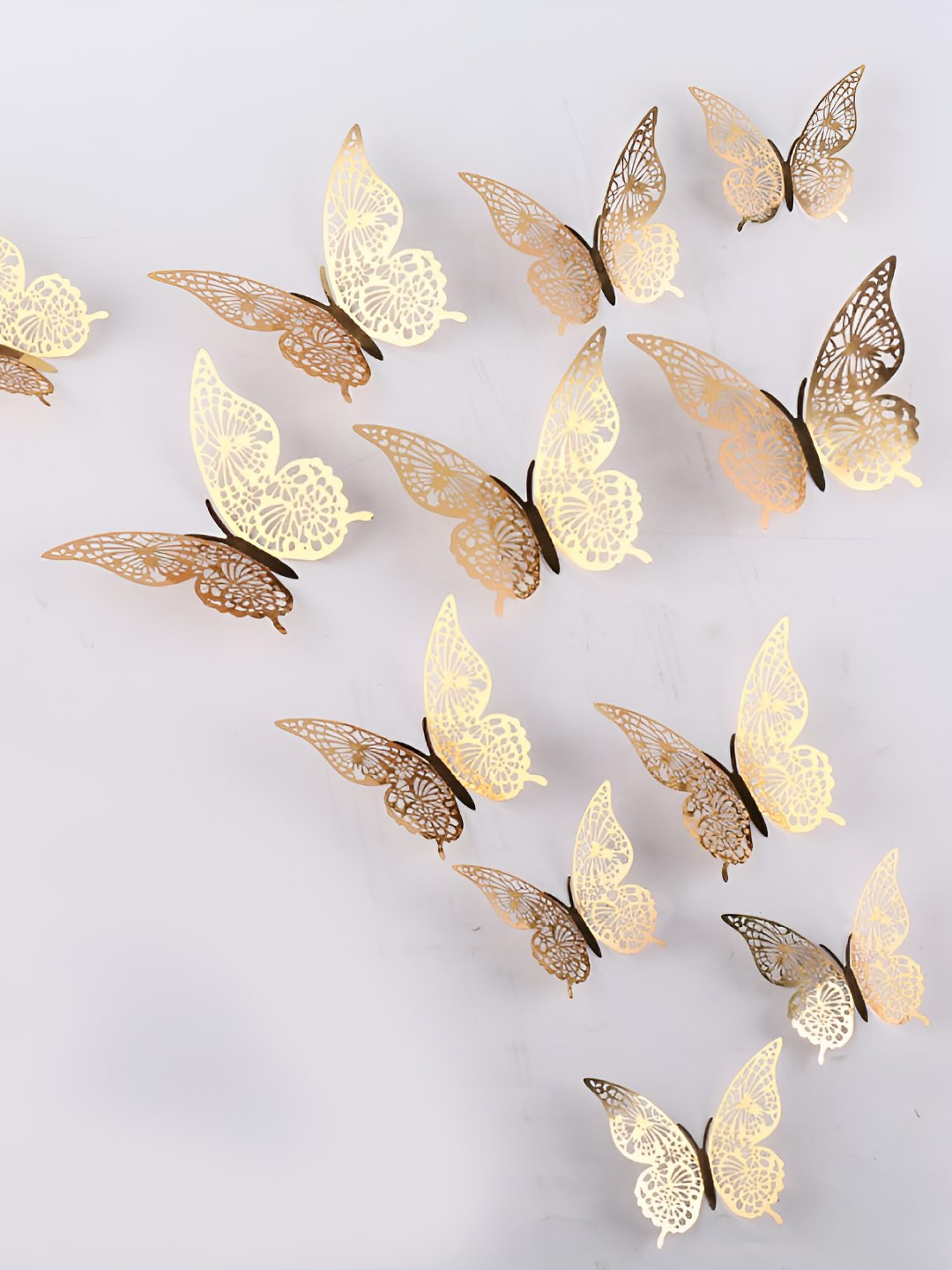 INDIAN ROYALS 12Pcs Beige Waterproof 3D Butterfly Wall Stickers