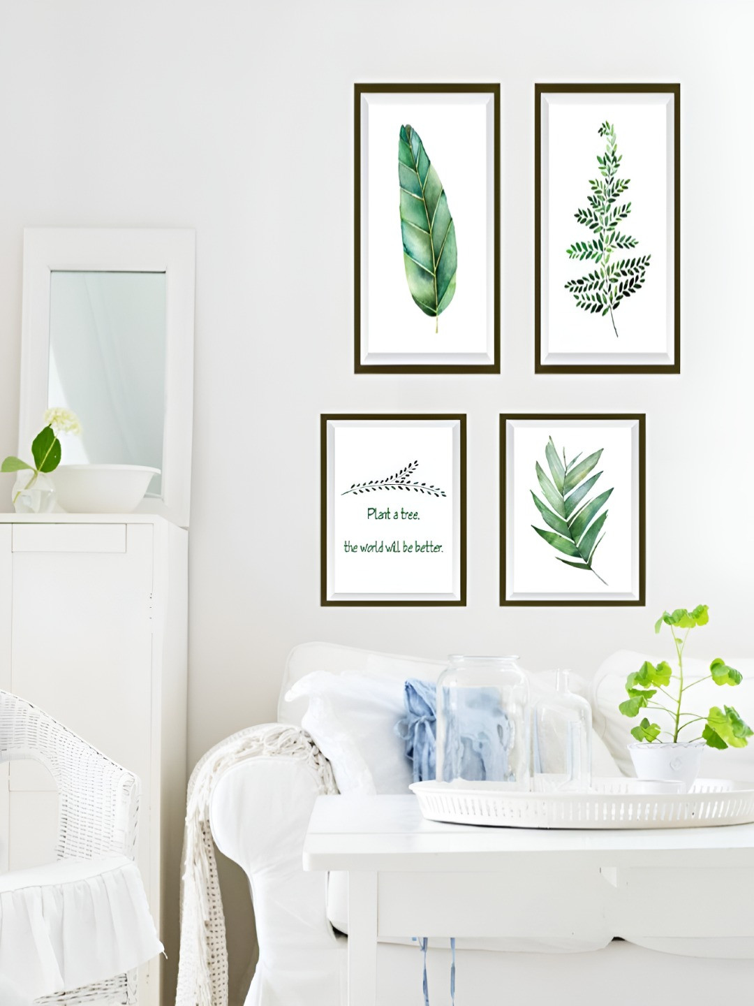 INDIAN ROYALS Green & White Printed Self-Adhesive & Durable Wall Sticker