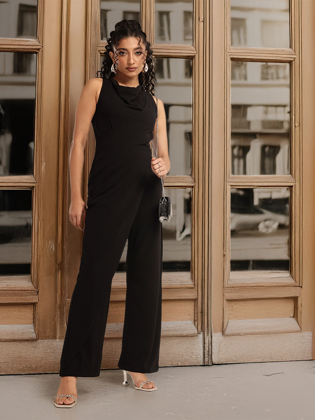 glitchez Cowl Neck Styled Back Party Basic Jumpsuit