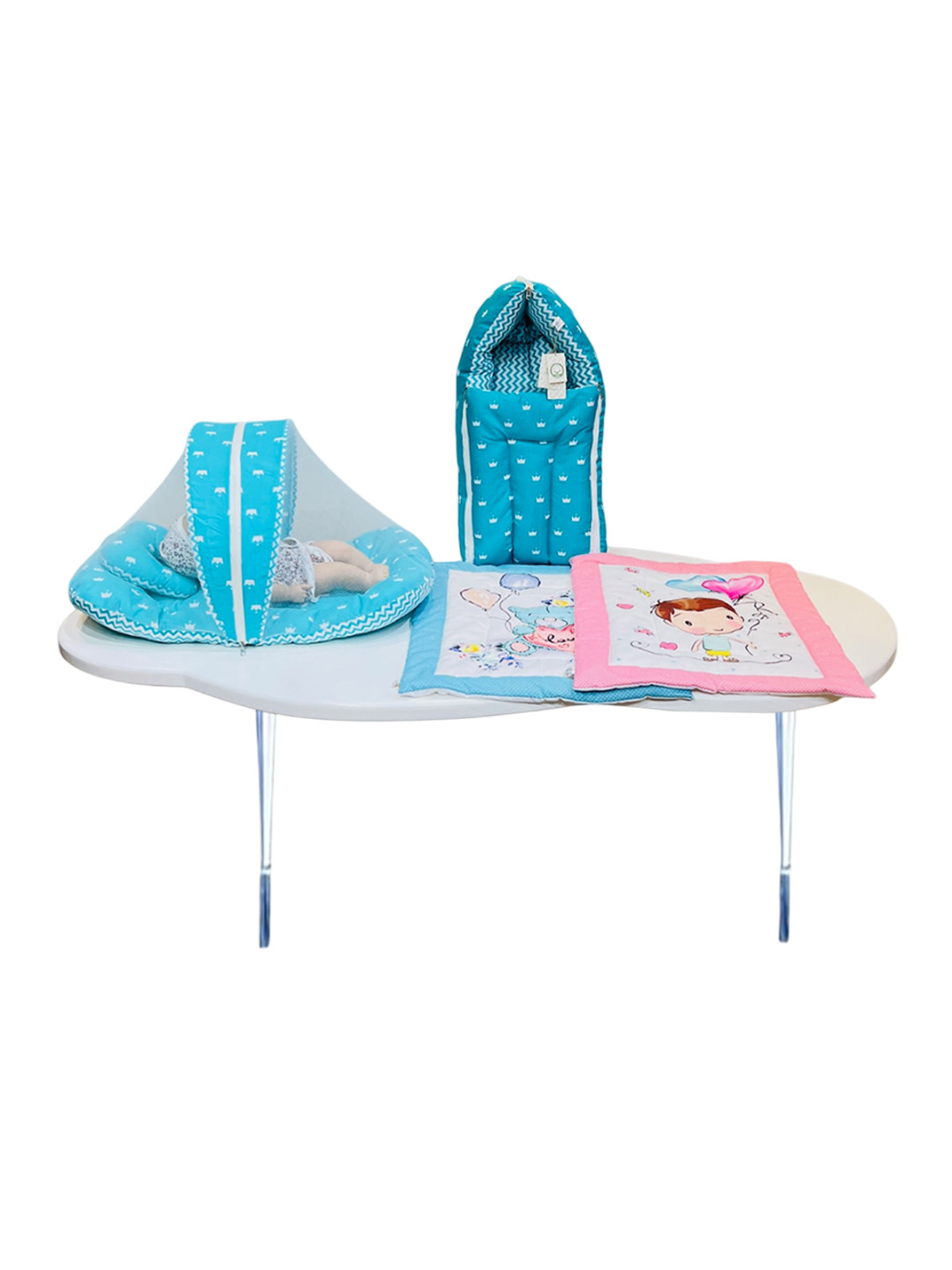 Fareto Infants Printed Pure Cotton Baby Bedding Essentials Portable Bed Baby Bed Sets