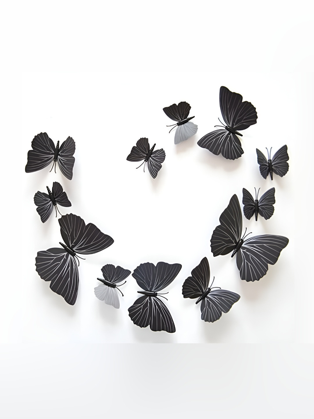 INDIAN ROYALS 12Pcs Black & White Printed Waterproof 3D Butterfly Wall Stickers
