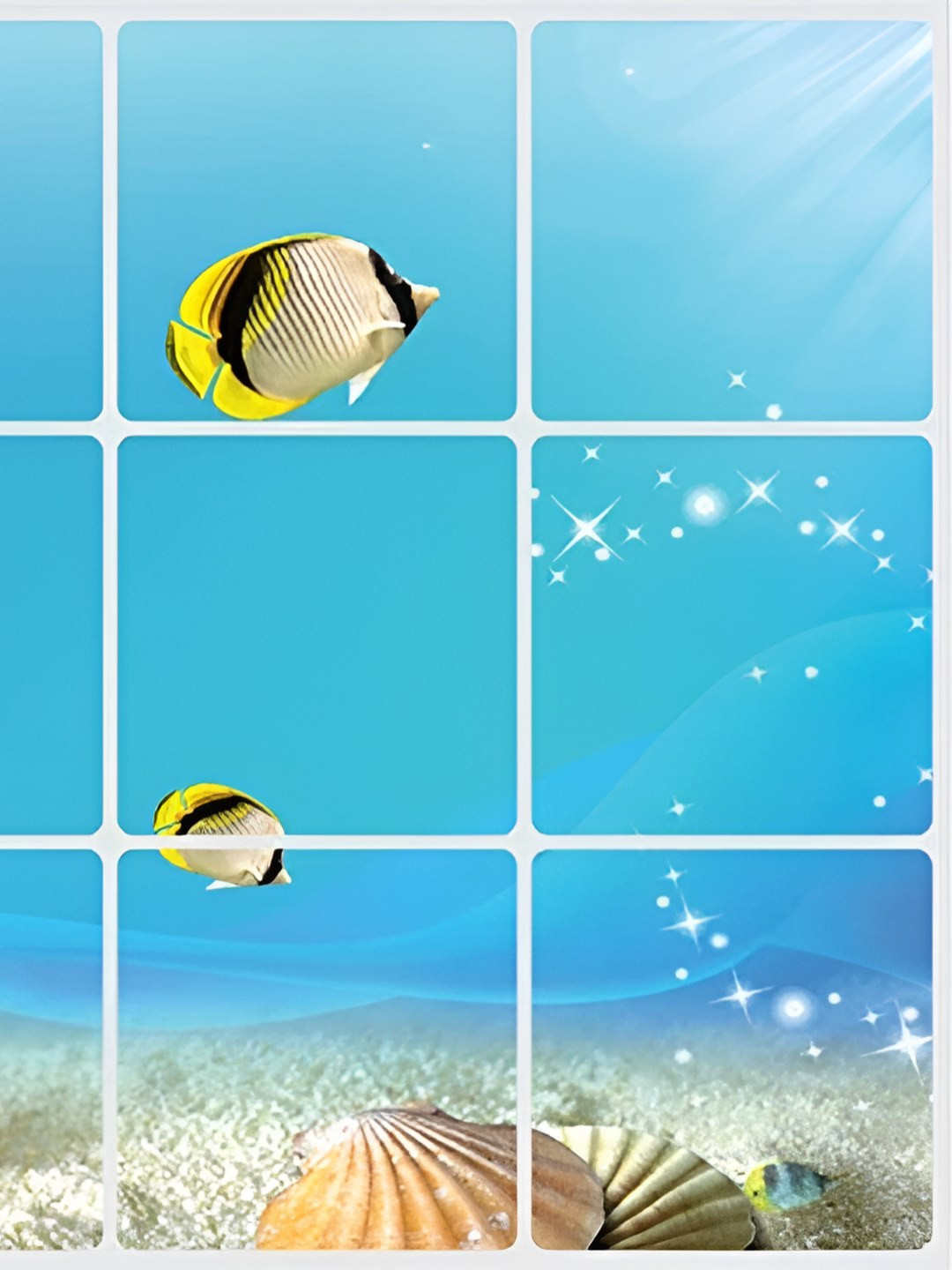 INDIAN ROYALS Blue & Yellow Underwater Fish Heat Resistant Self Adhesive Wall Sticker